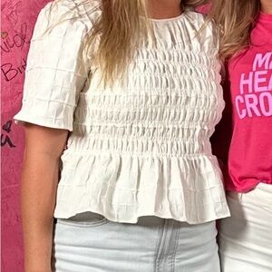 White Smocked Women's Top